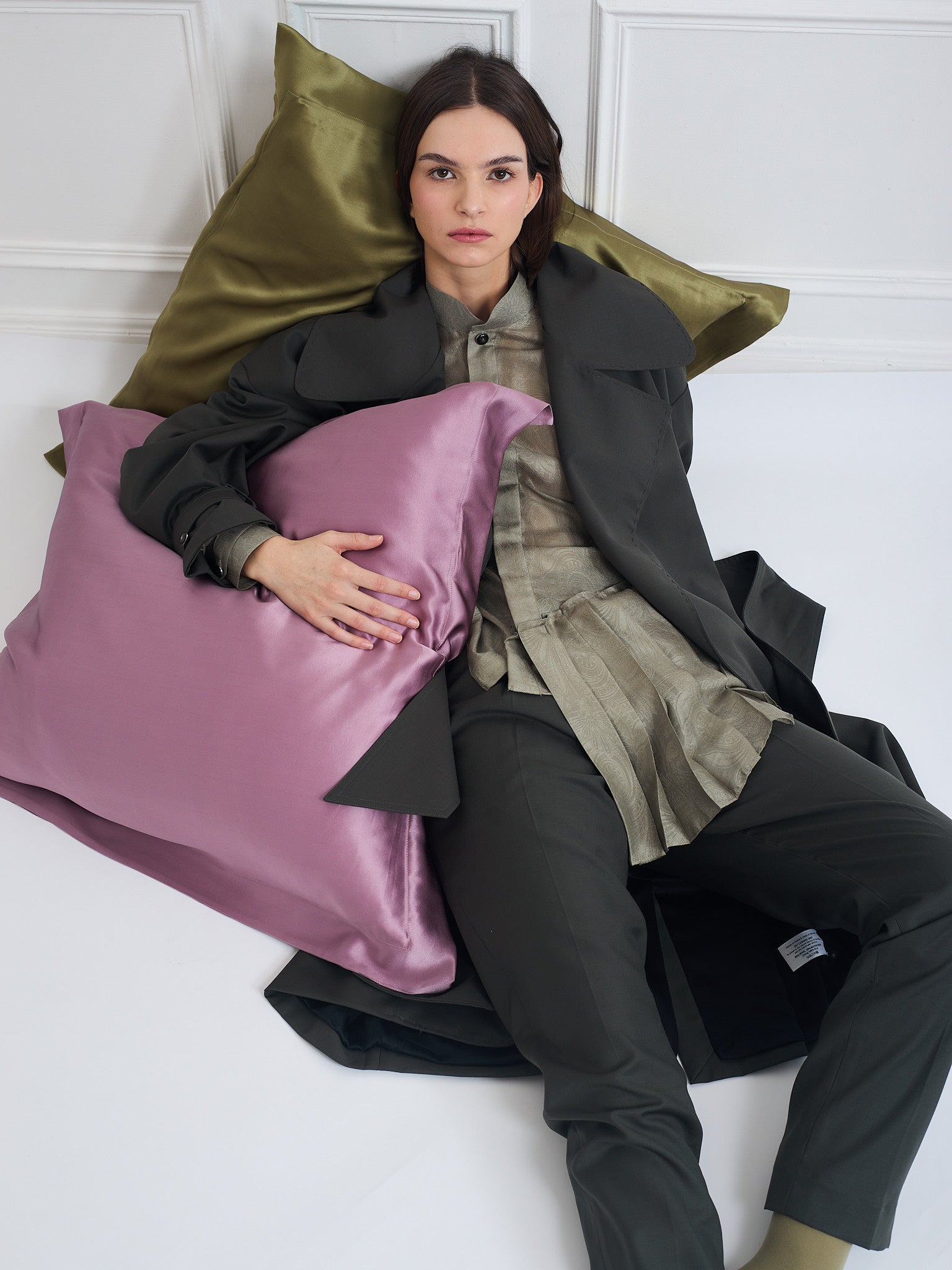 CONCORDE khaki - robe trench en laine microfibre