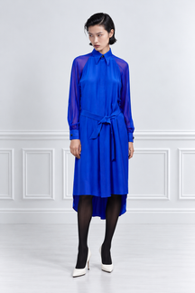 Land - Silk Shirt Dress in Electric Blue