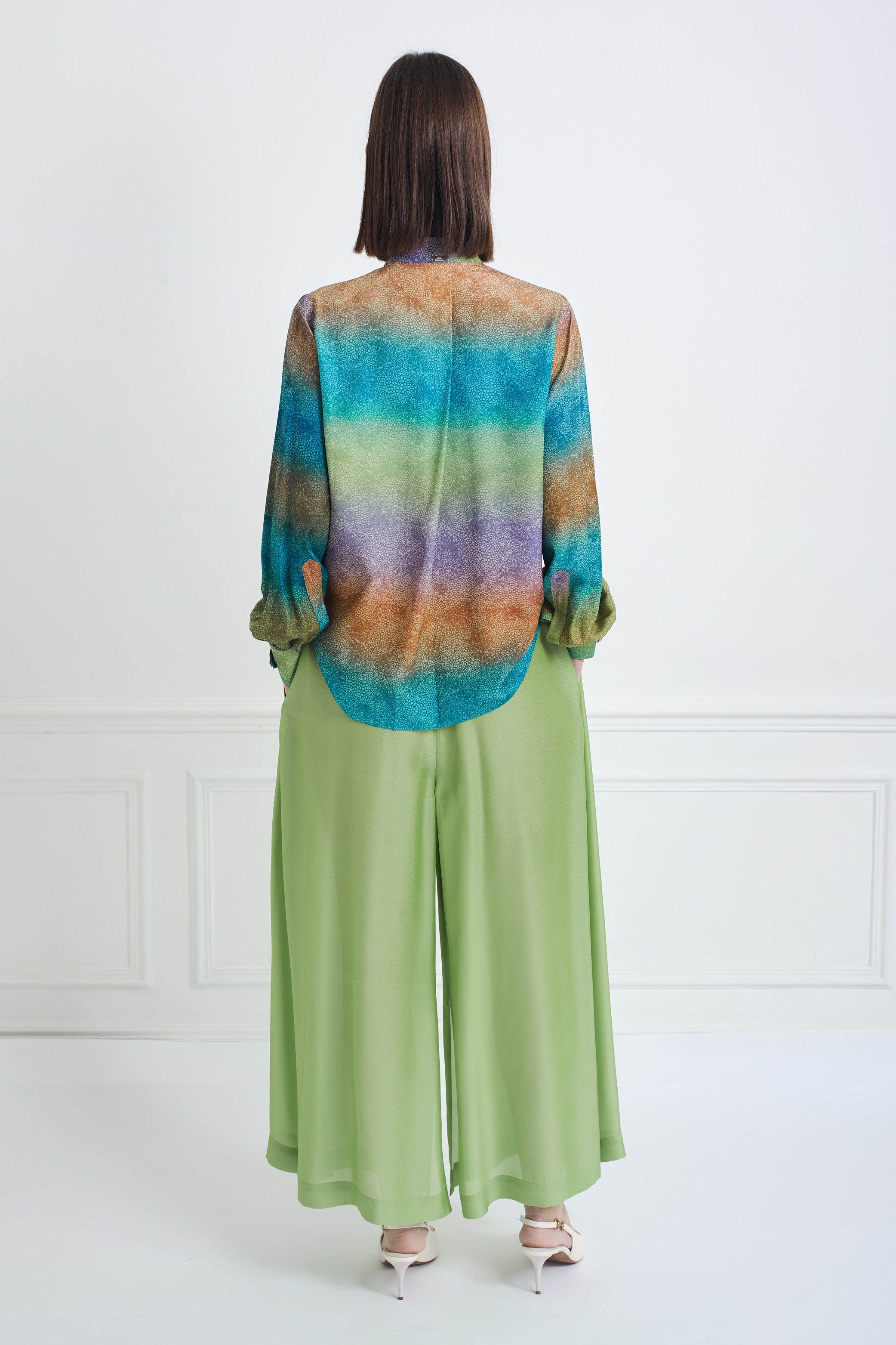 PABLO apple green - silk viscose comfort pant