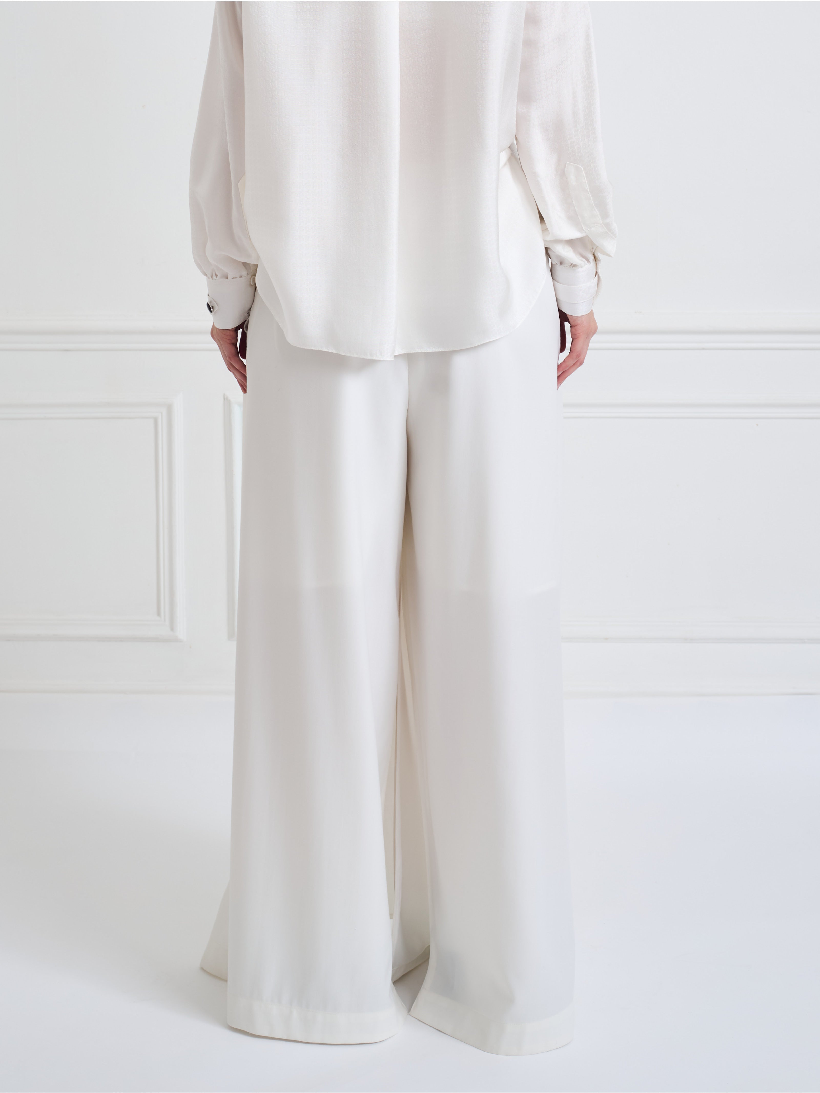 CALI B white - wool wrap knotted pant