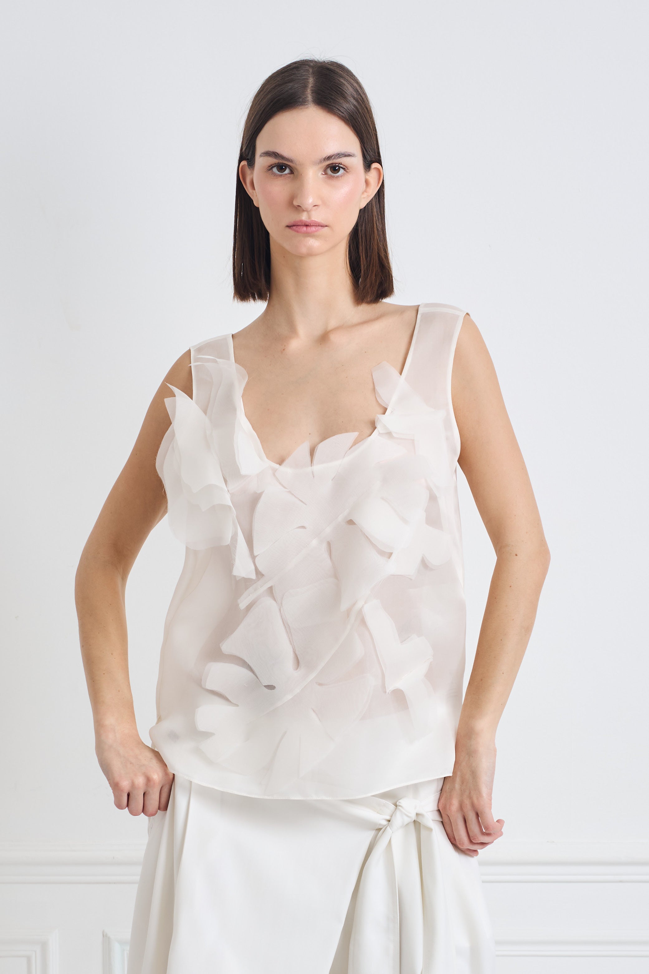 LEAF ivory white - silk blouse