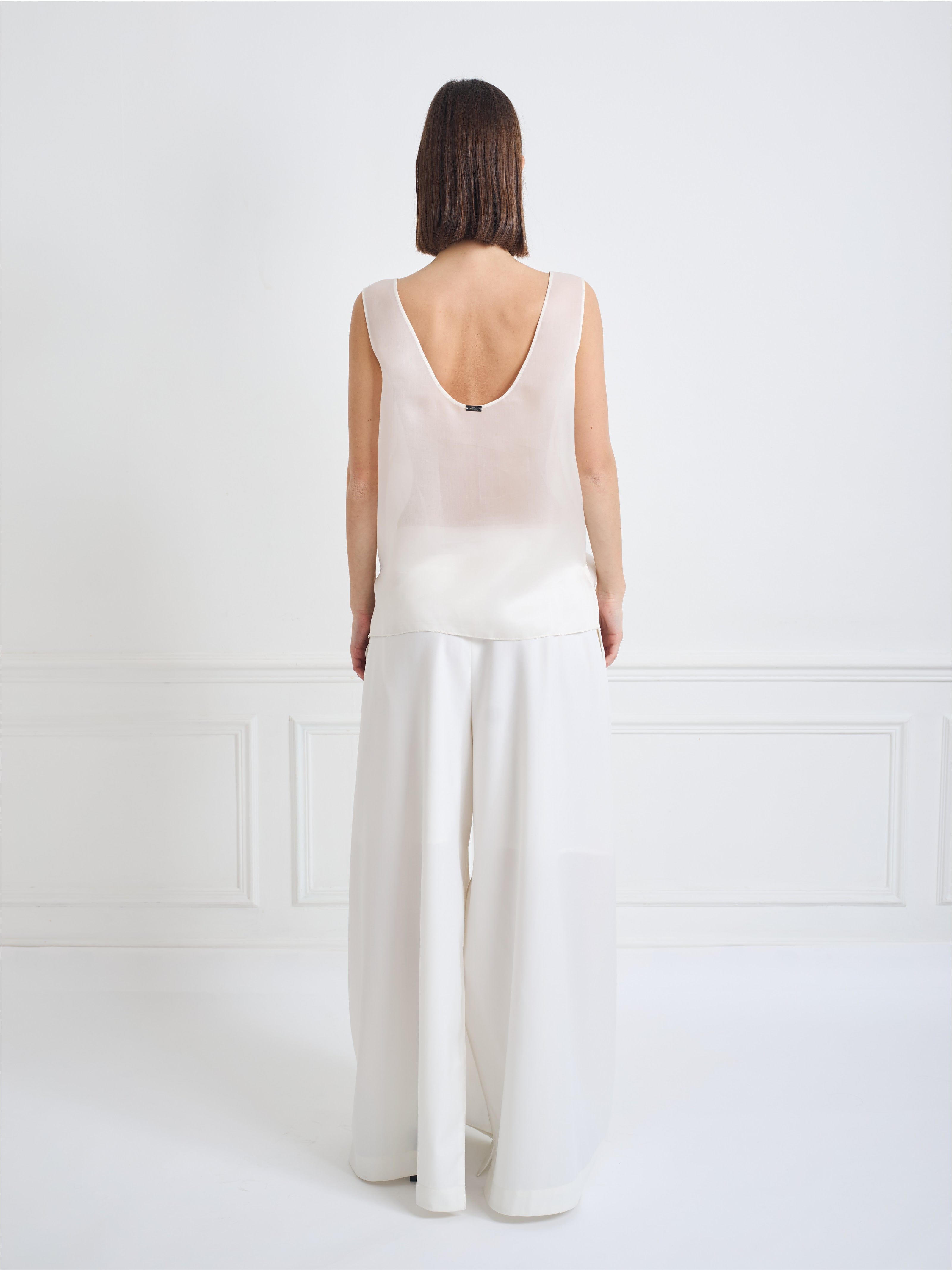 LEAF ivory white - silk top