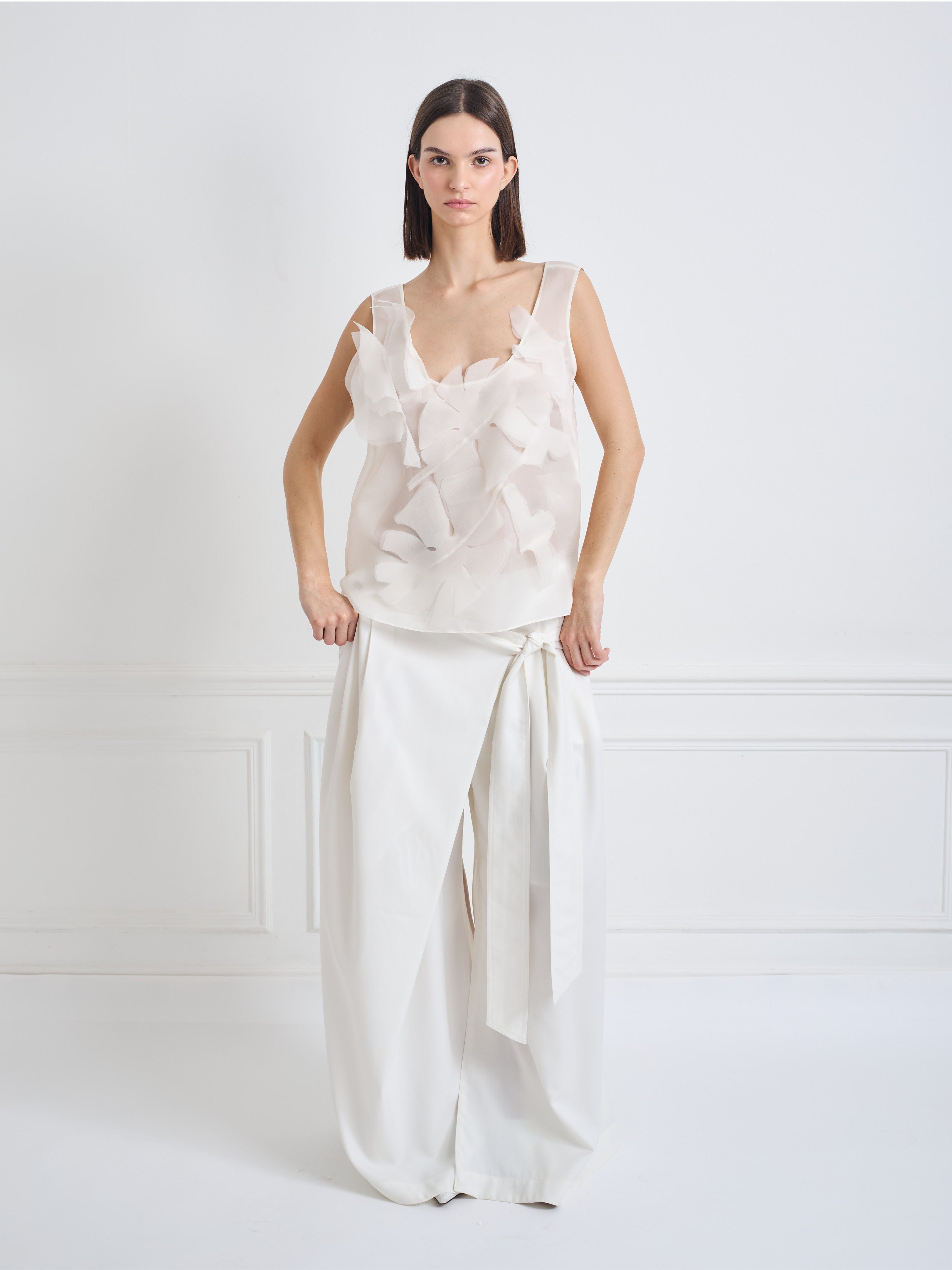 LEAF ivory white - silk top