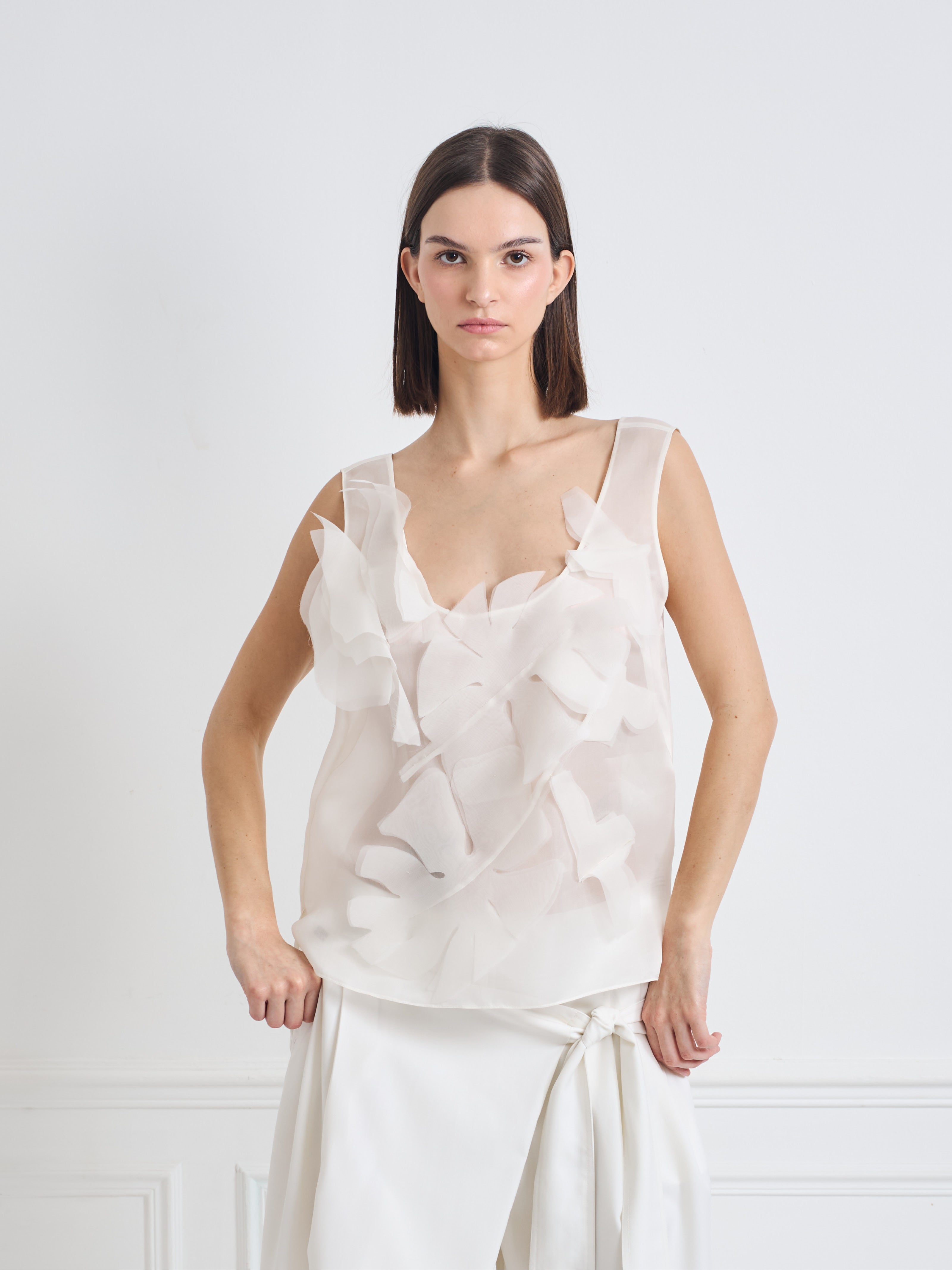 LEAF ivory white - silk blouse