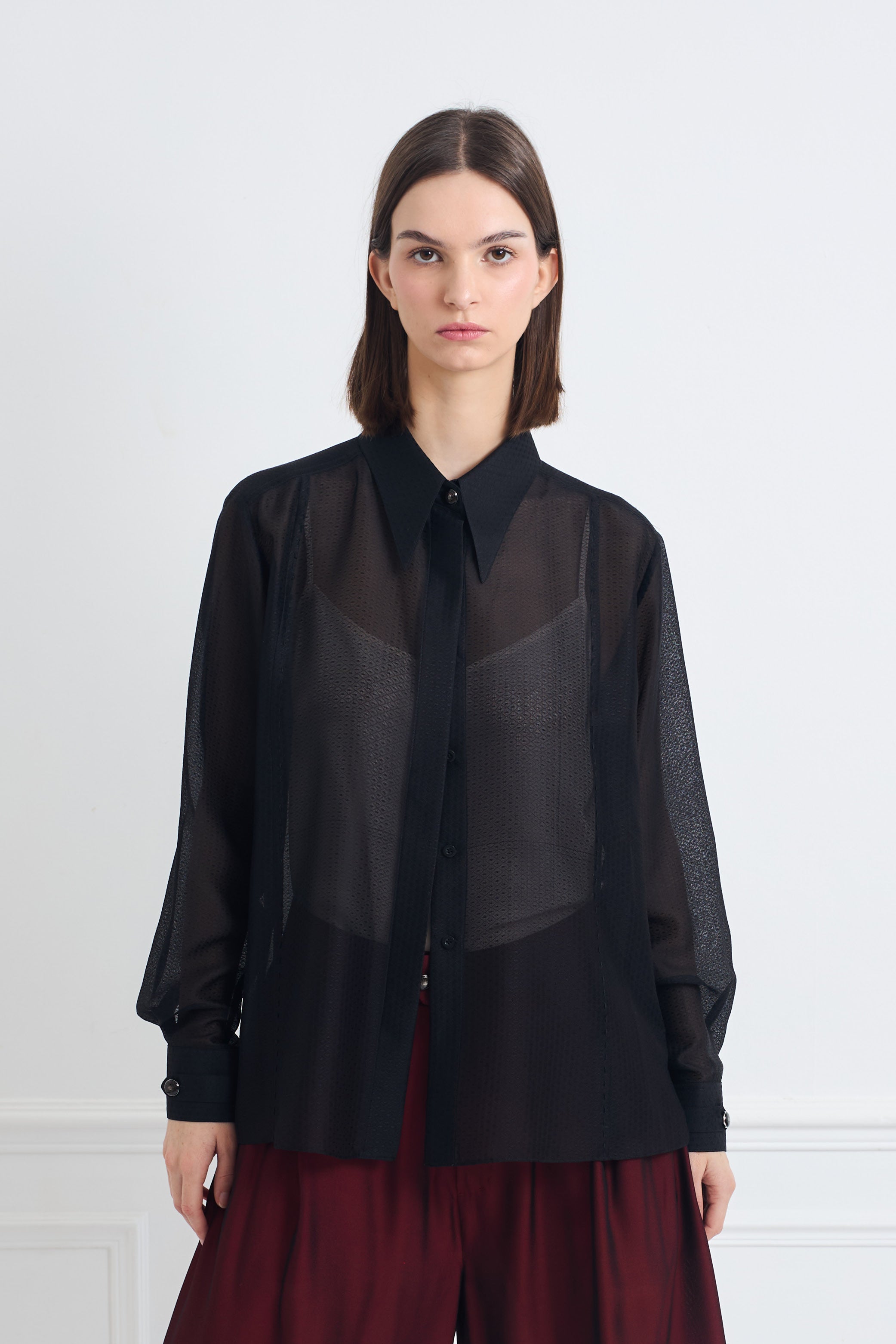 LOCK sheer diamond - silk shirt