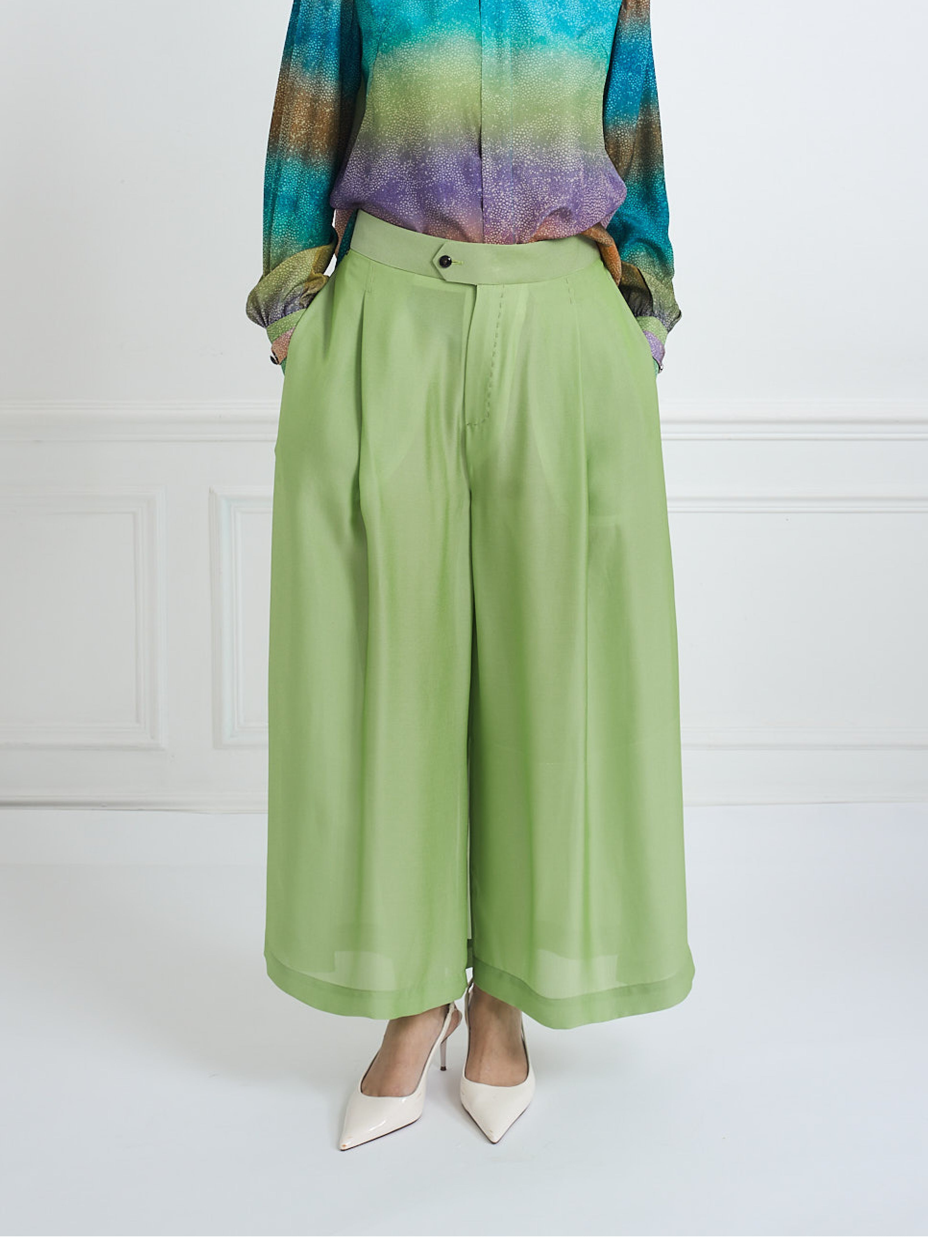 PABLO apple green - silk viscose comfort pant