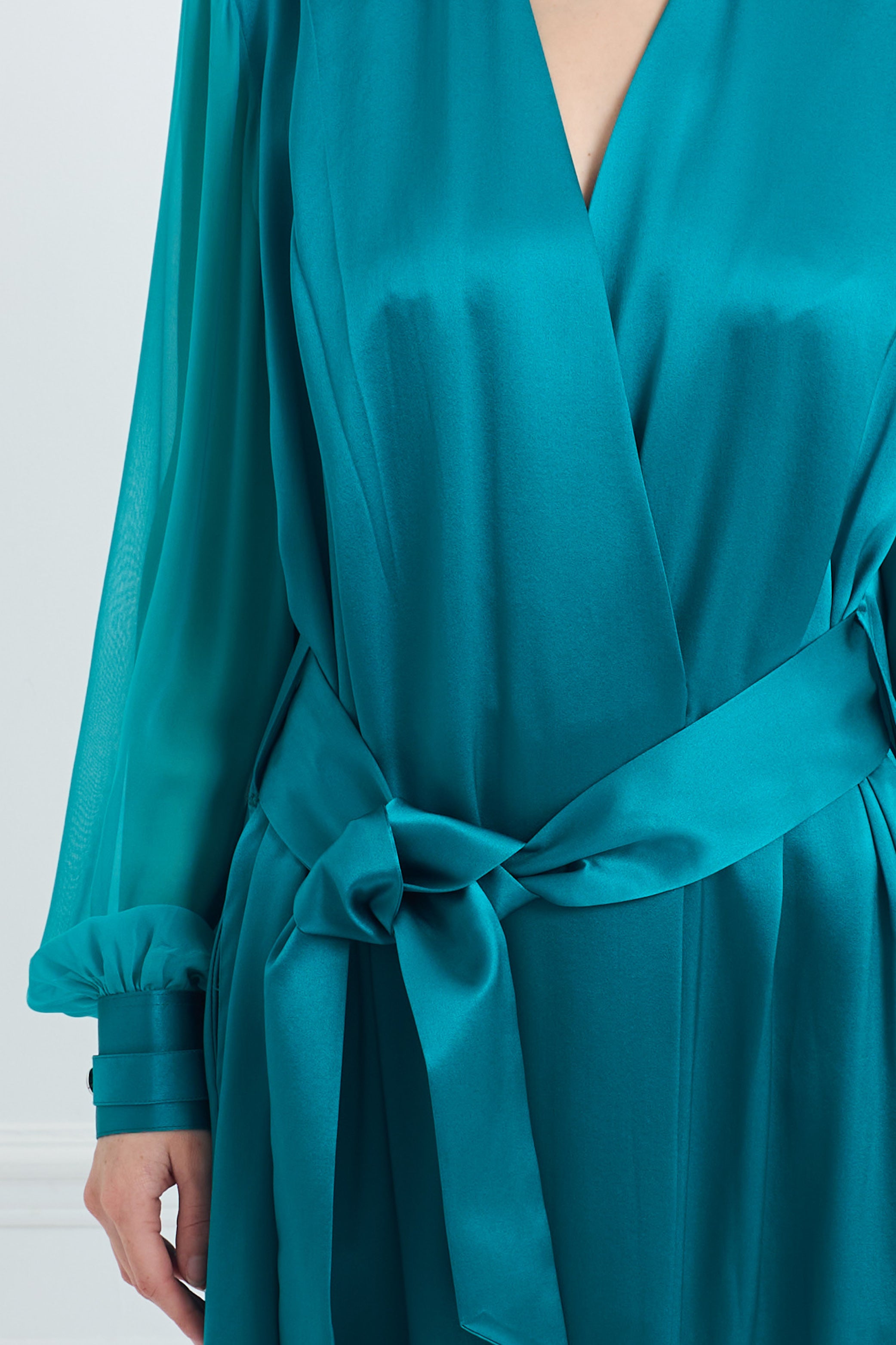 SAN FRANCISCO fresh green - silk dress long sleeves