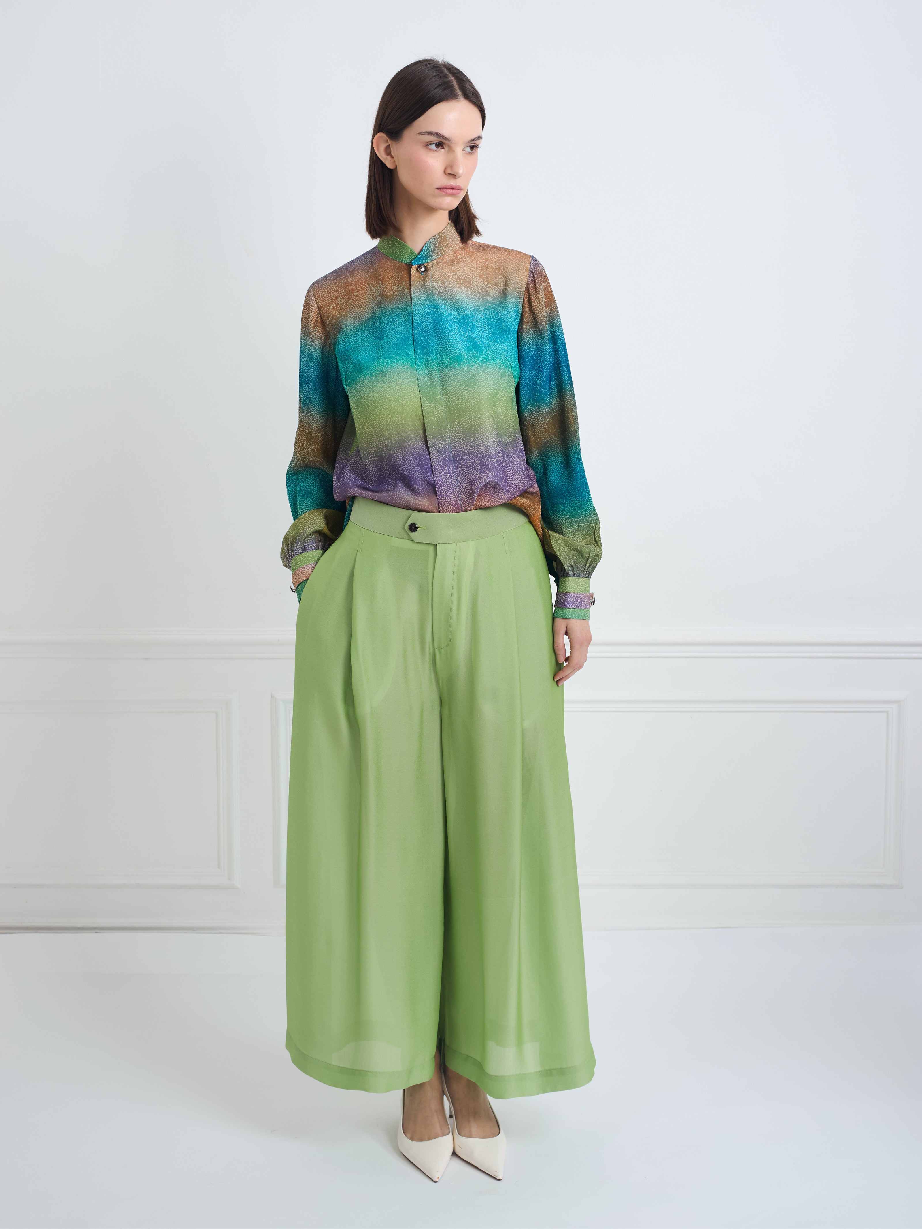 PABLO apple green - silk viscose comfort pant