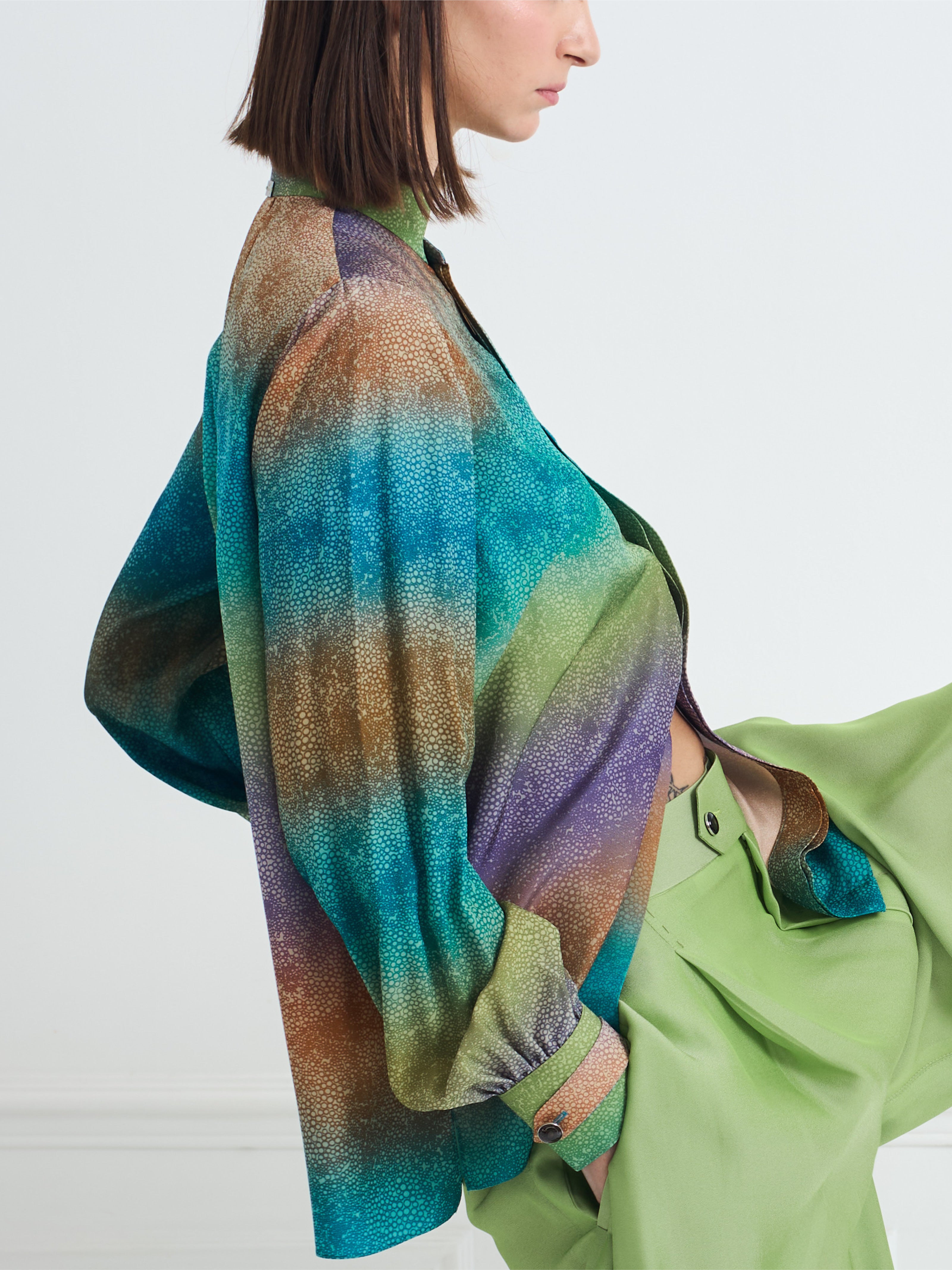 SKY B green gradient - silk blouse