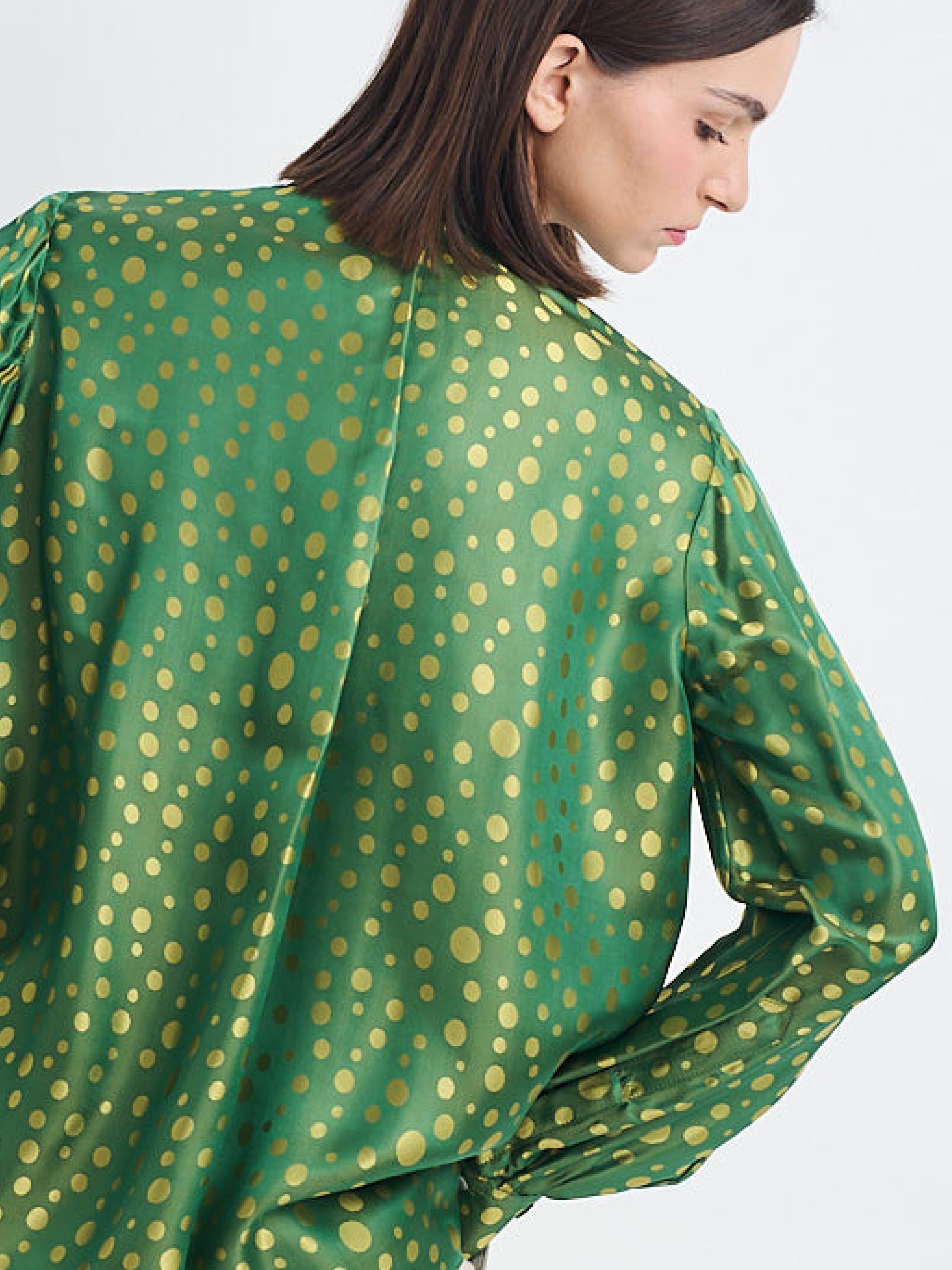 SKY B polkadot green jacquard - silk blouse