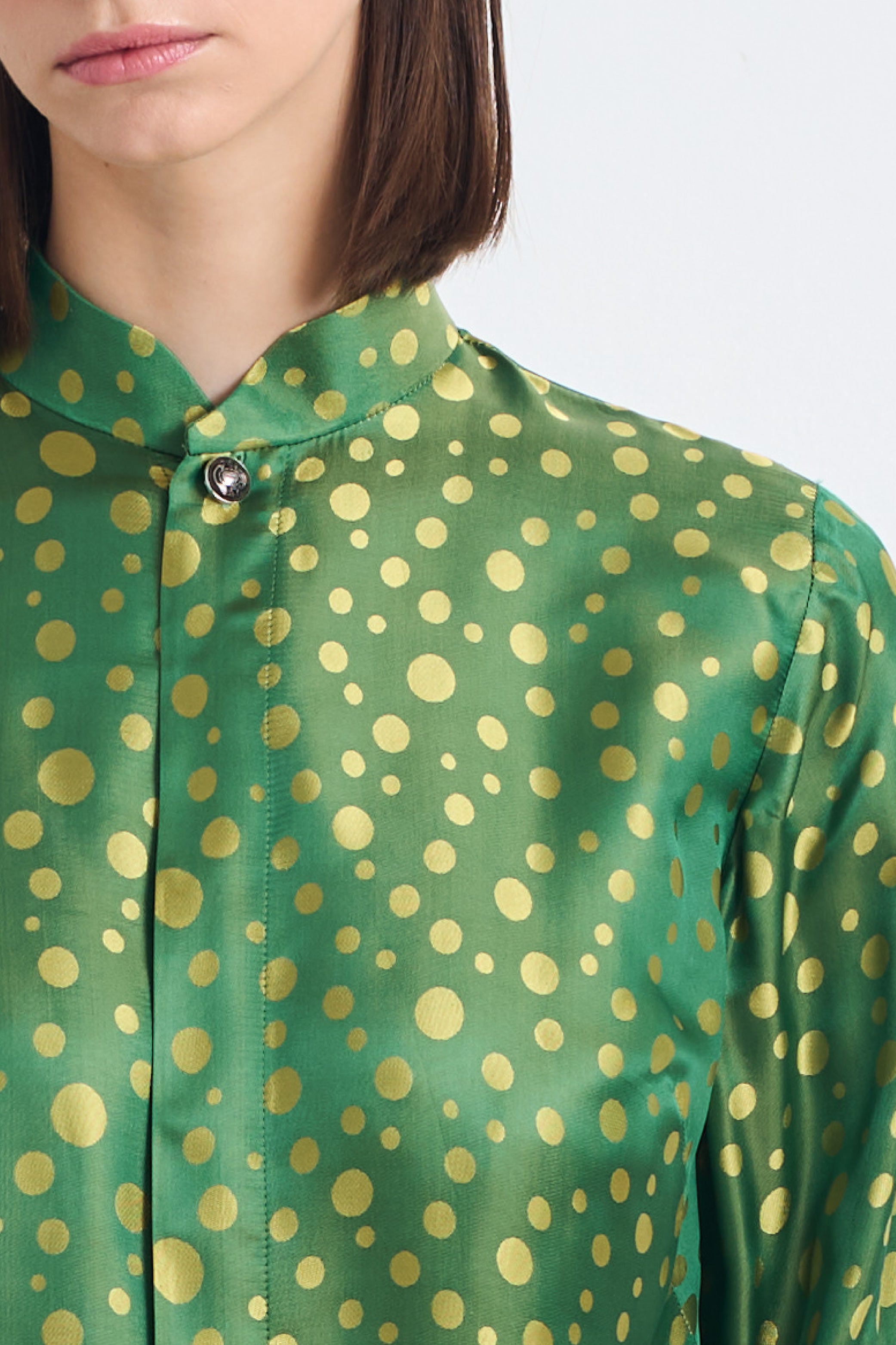 SKY B polkadot green jacquard - silk blouse