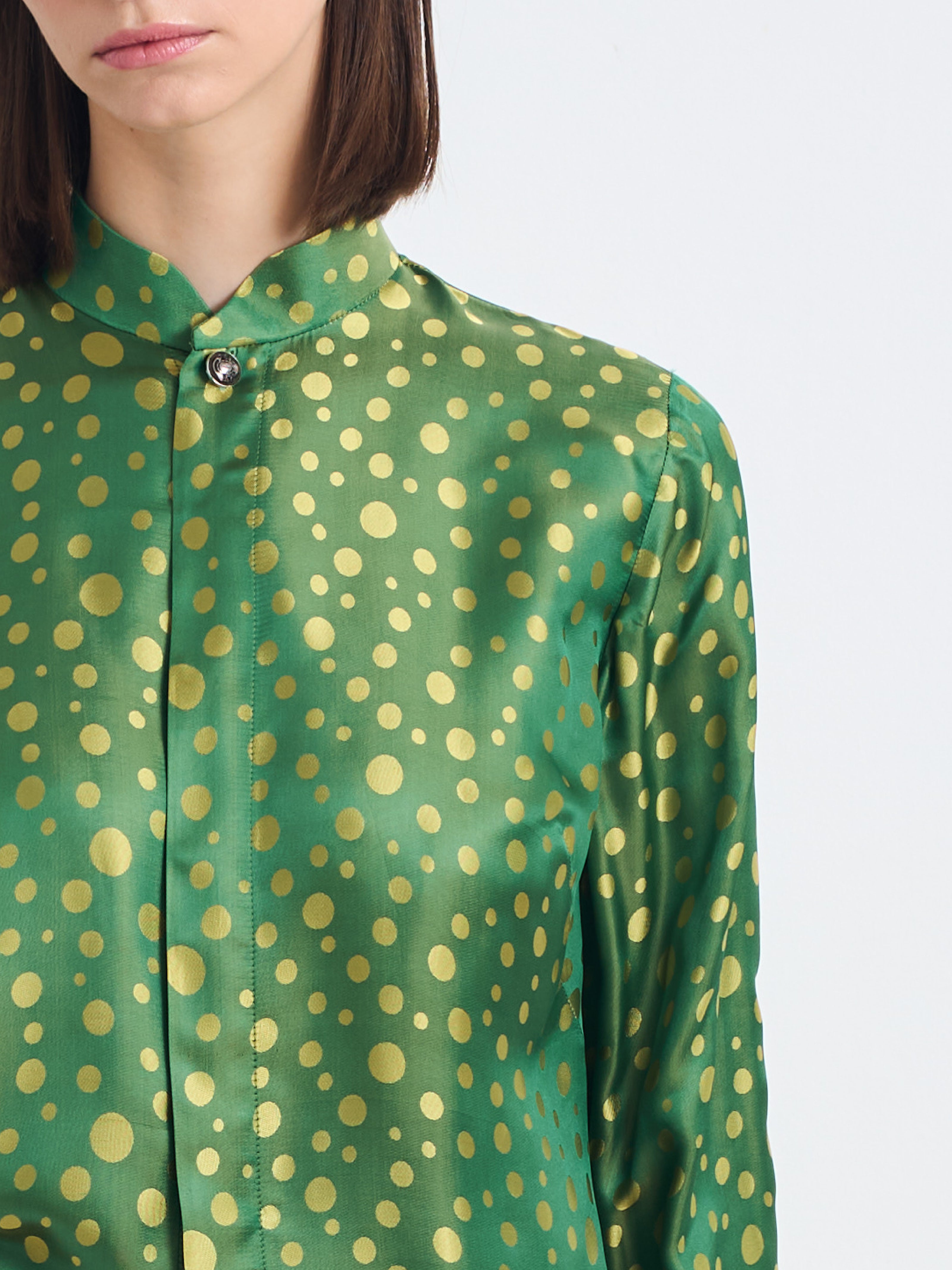 SKY B polkadot green jacquard - silk blouse