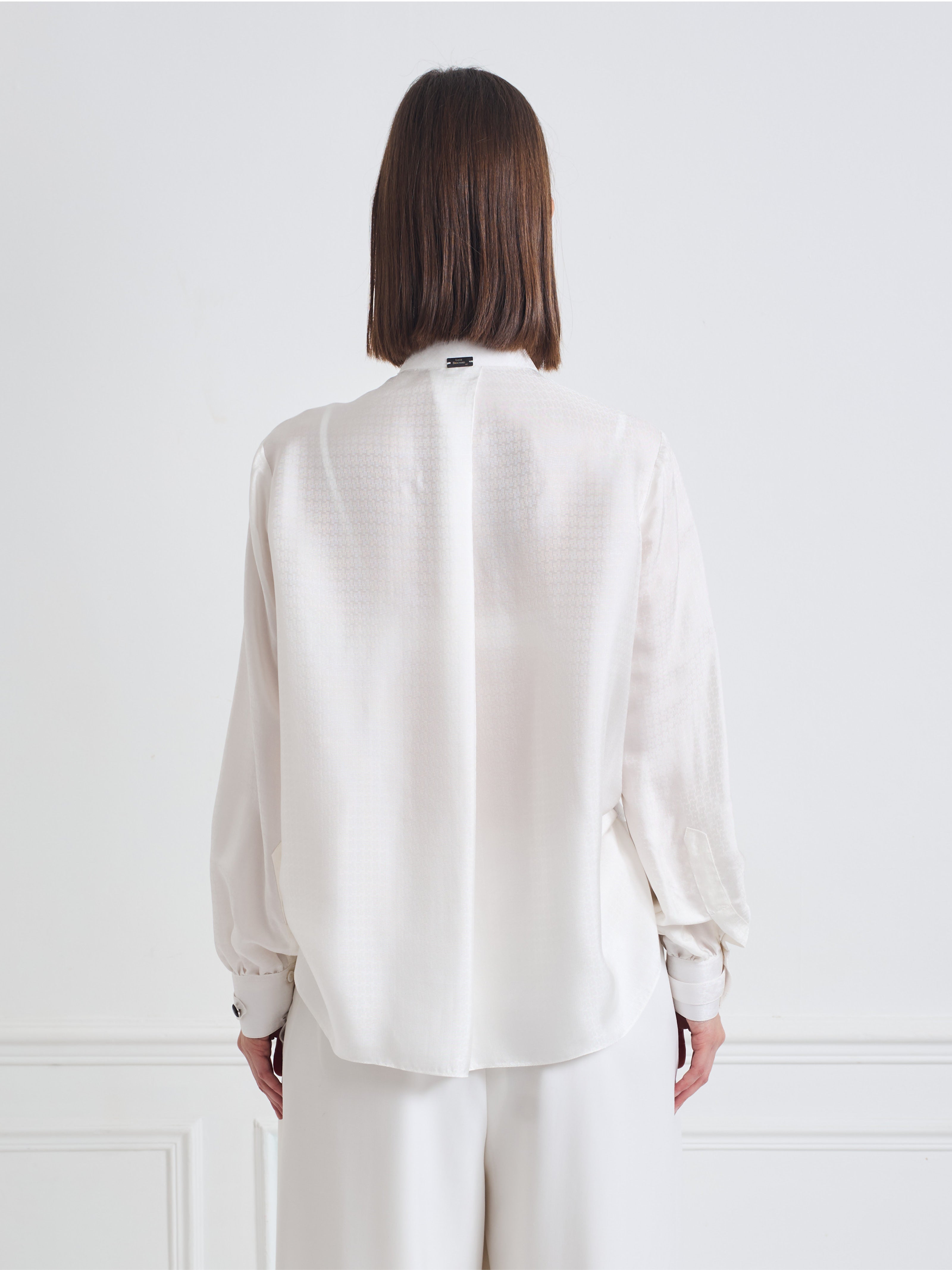 SKY B ivory white jacquard - silk blouse
