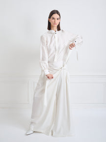 Cali B - Wool Wrap Knotted Pants in White