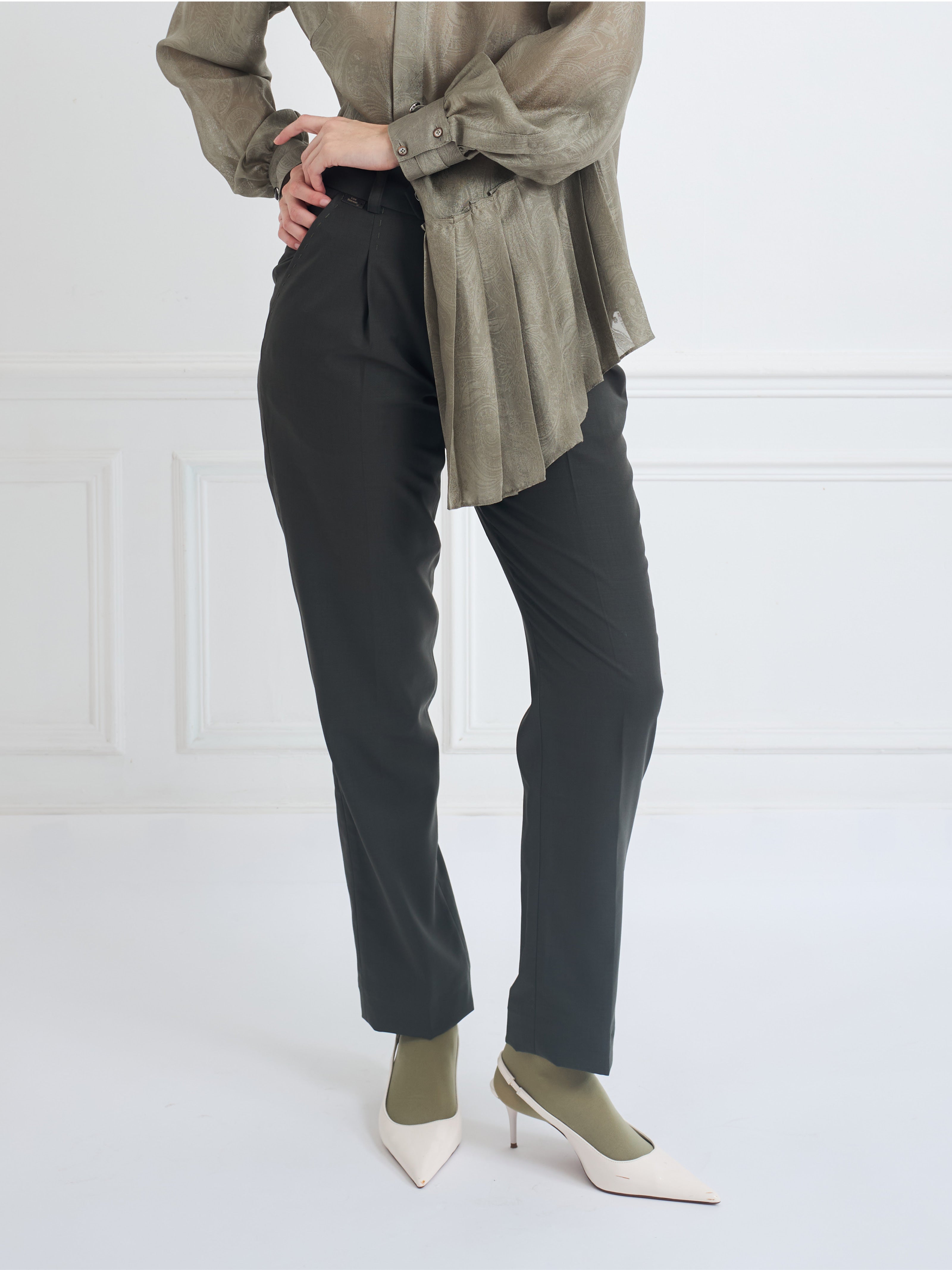 CANTON khaki - wool microfiber suit pant