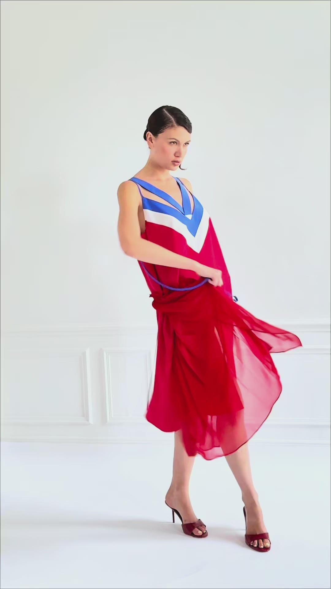 FRANCE red - midi graphic dress – Lucie Brochard.võ