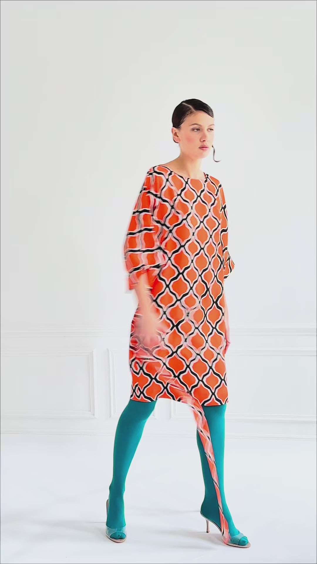 PATTI 60'S DIAMOND orange - silk dress – Lucie Brochard.võ