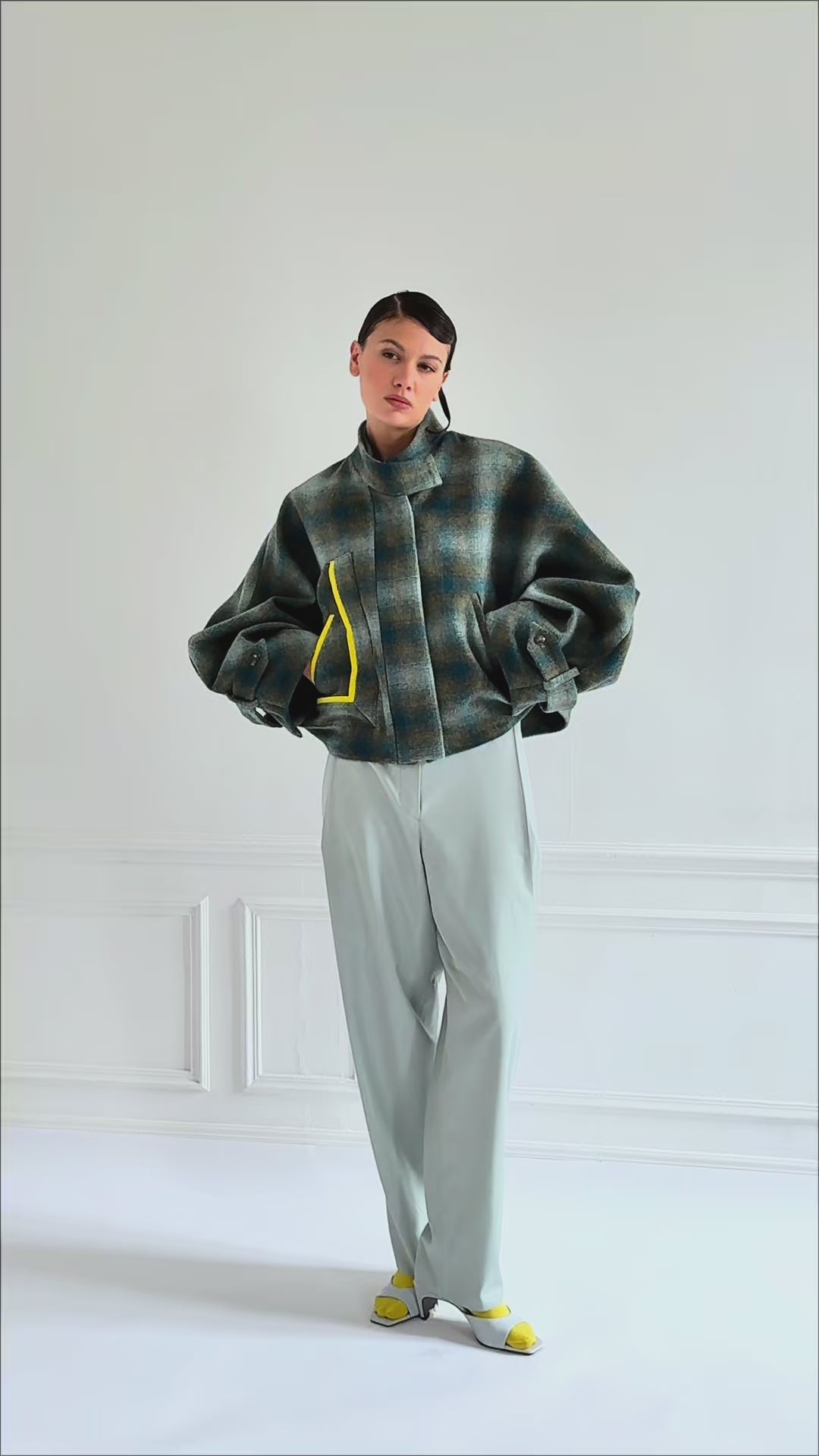 HONGDAE green gradient tartan - wool blazer – Lucie Brochard.võ