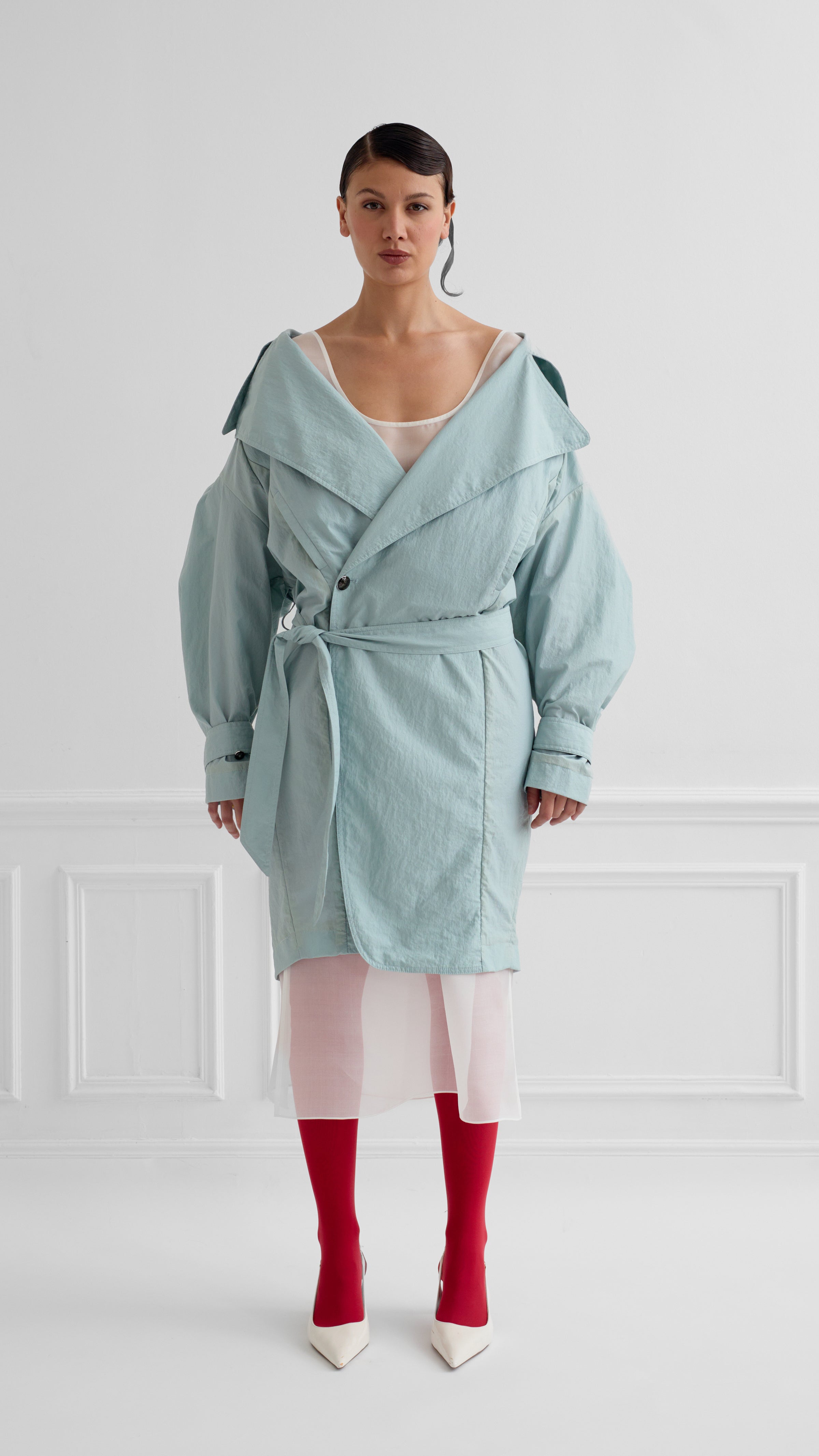ASHIN mist green - nylon tulip trench coat – Lucie Brochard.võ