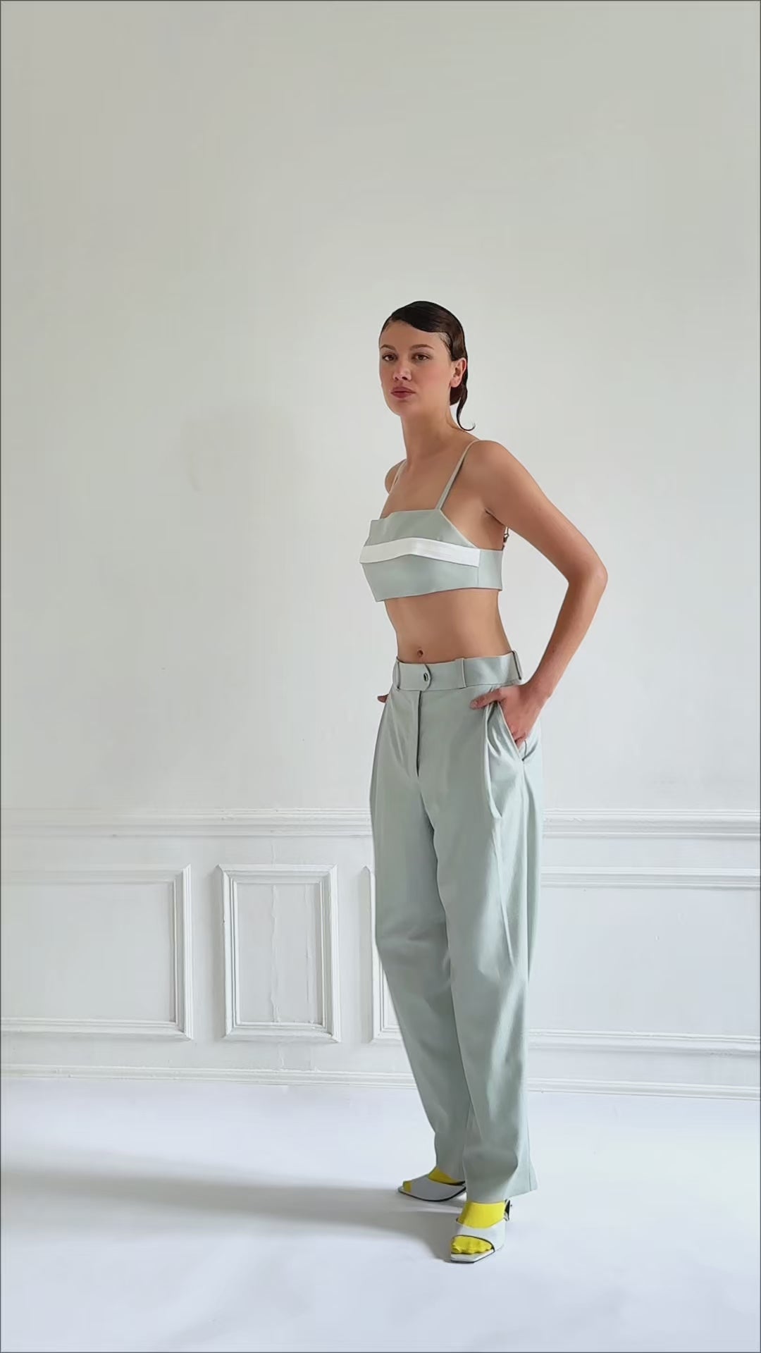 STRAY mist green - wide-leg tailored comfort pant – Lucie Brochard.võ