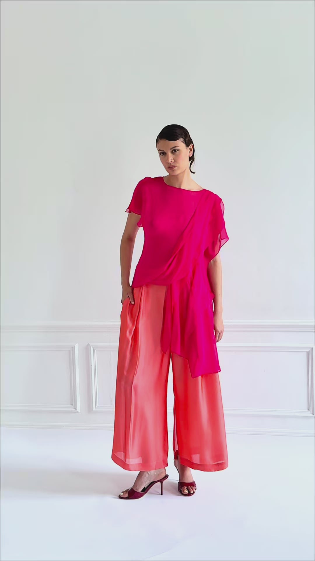 ATHE fuchsia - silk draped top – Lucie Brochard.võ