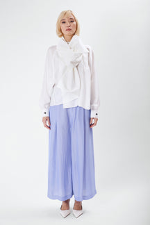 Cly - Silk Scarf Top in Ivory White Jacquard