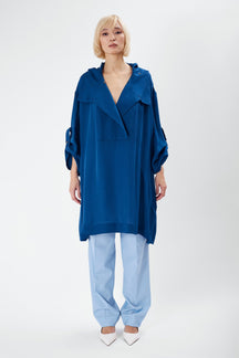 Kenya - Silk Hoodie Dress in Indian Ocean