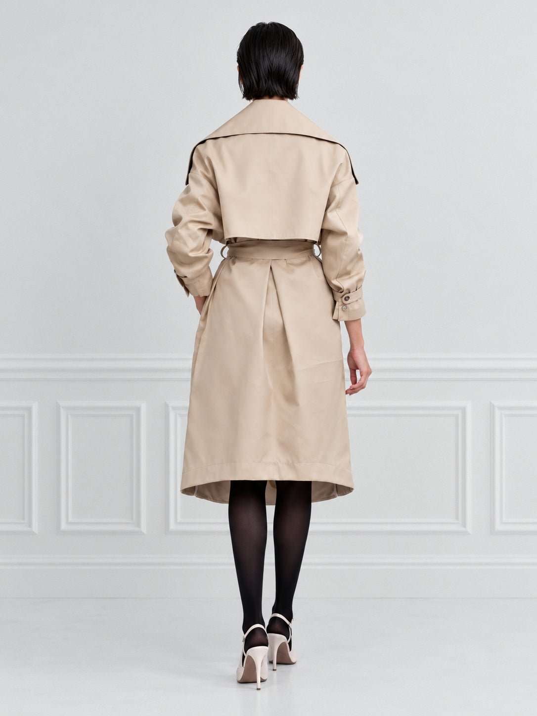 Maltese - Mid-Length Cotton Trench Coat in Beige