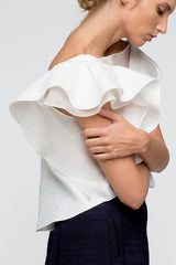BUTTERFLY white - ruffled top