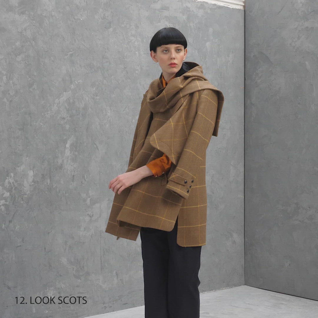 ABERDEEN check coat in lambswool LUCIE BROCHARD.võ Highlands silk lining
