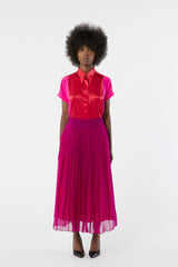 Locky Fuchsia silk blouse + Typhon airy skirt