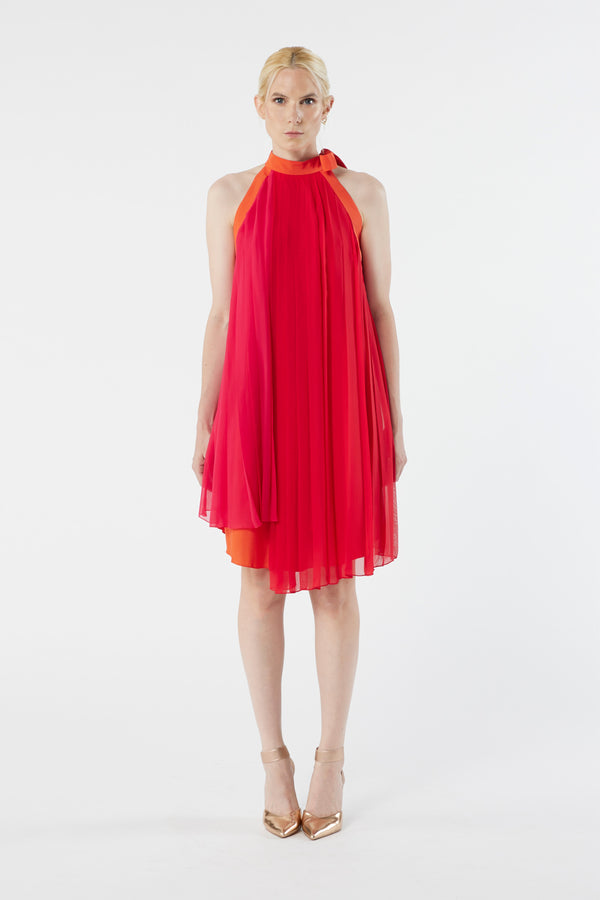 LUCIE red - pleated dress