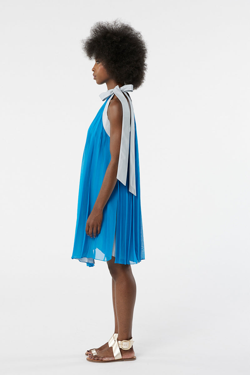 LUCIE blue - pleated dress
