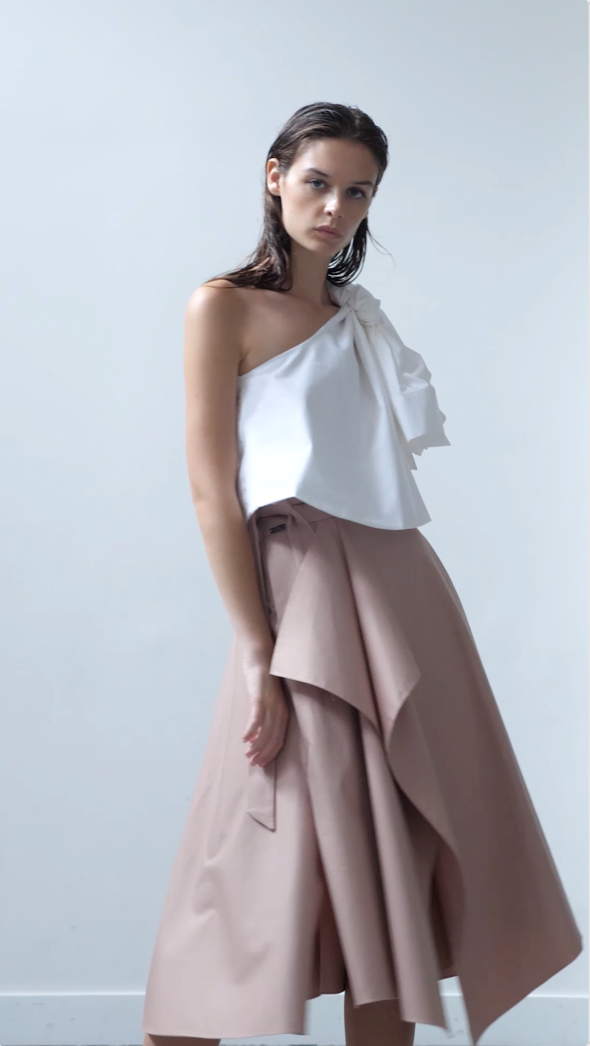 HOLBOX+folded+wrap+skirt+cotton+light+rose