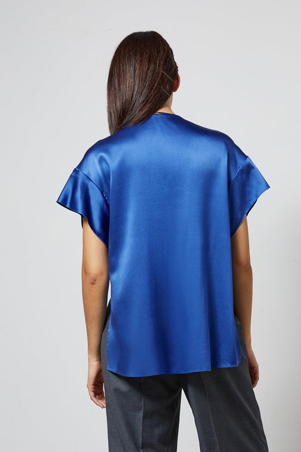 CARMEN white - graphic pleated silk top