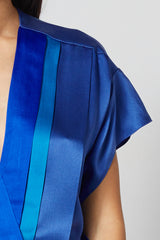 CARMEN blue - graphic pleated top