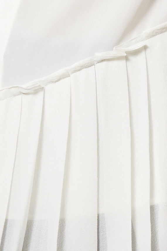 SKY white - asymmetrical pleated blouse