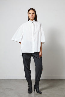 Tuxedo - Oversize Cotton Shirt in White