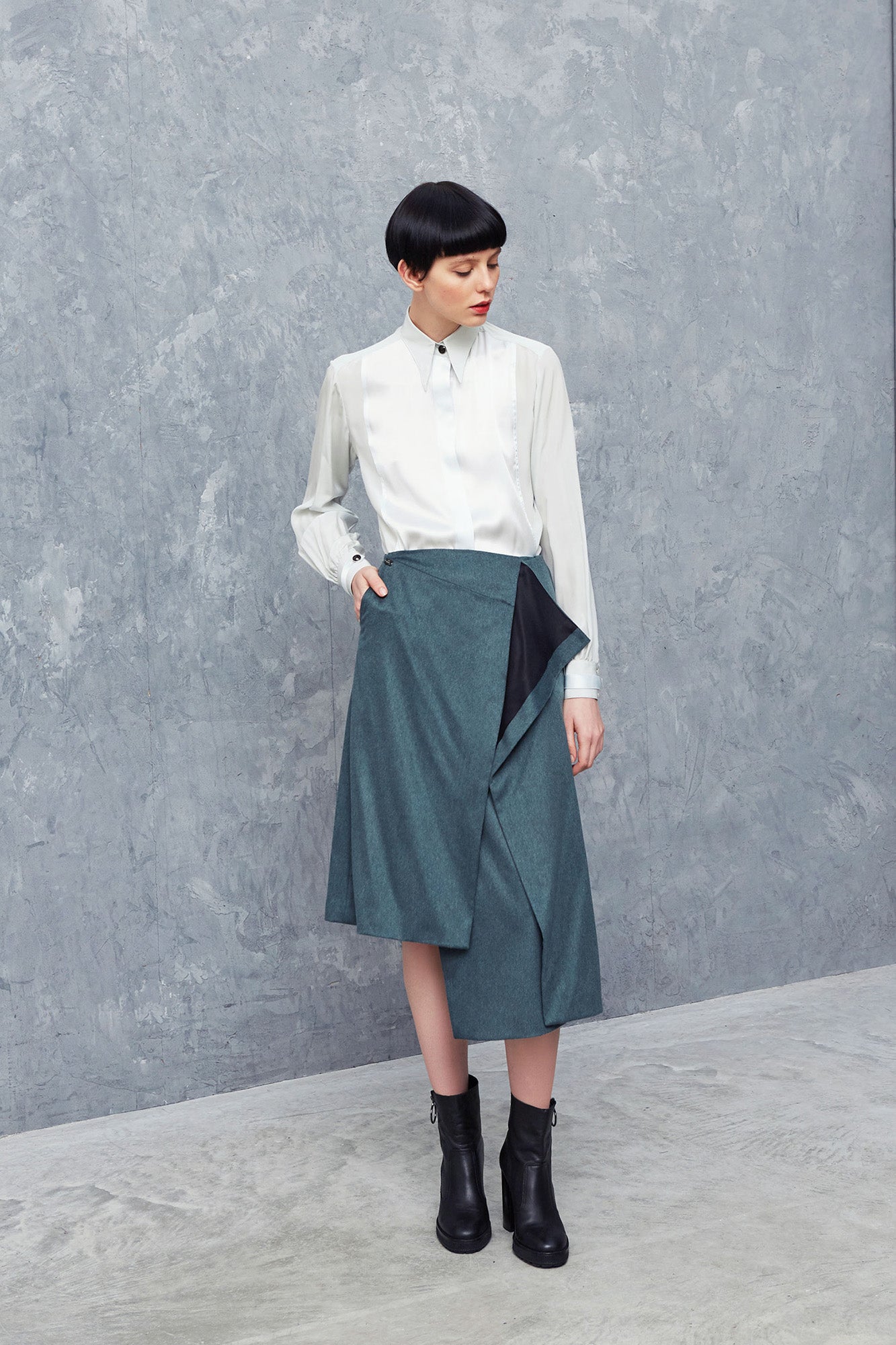 LOCK mist blue - silk shirt