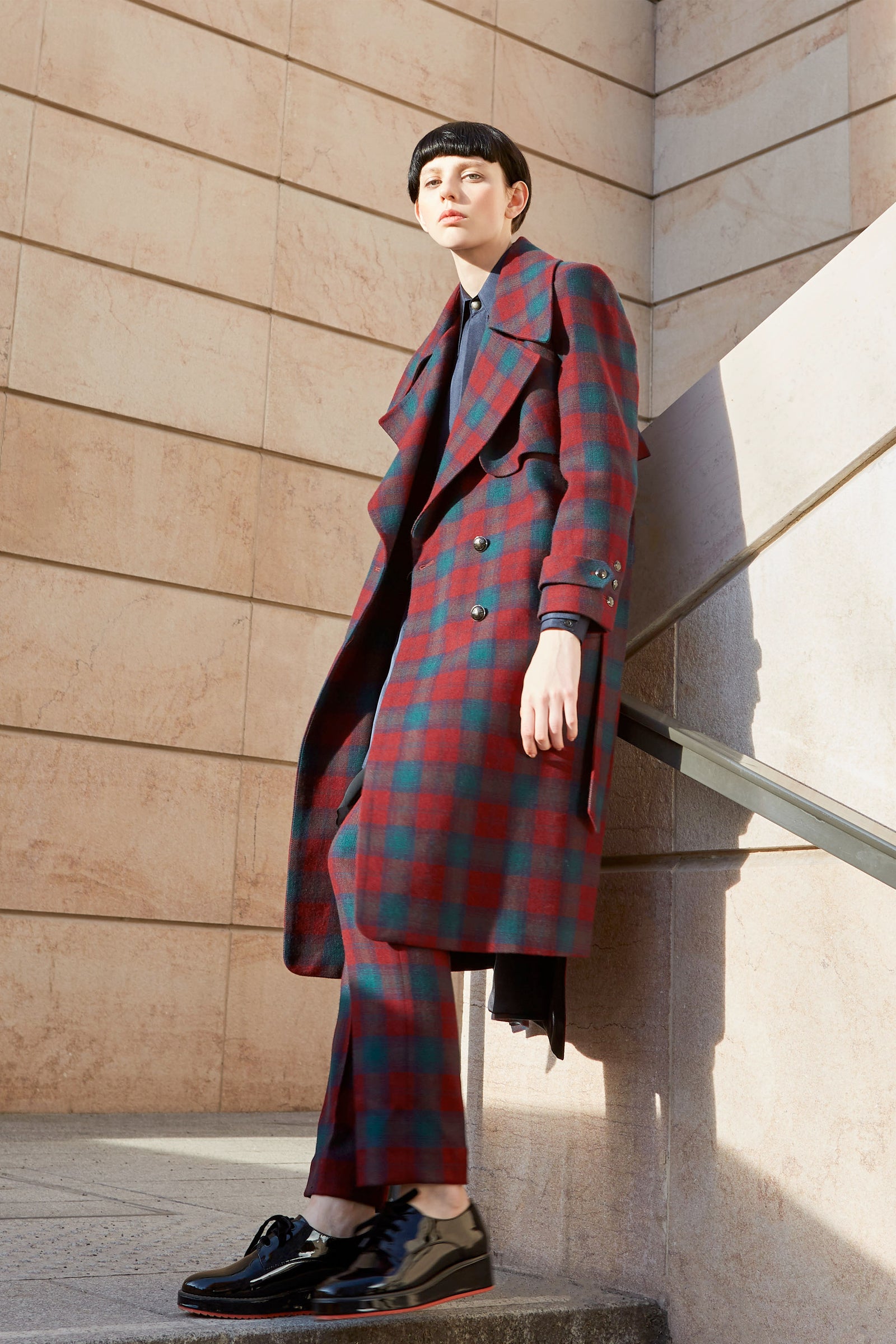 Blue tartan coat deals