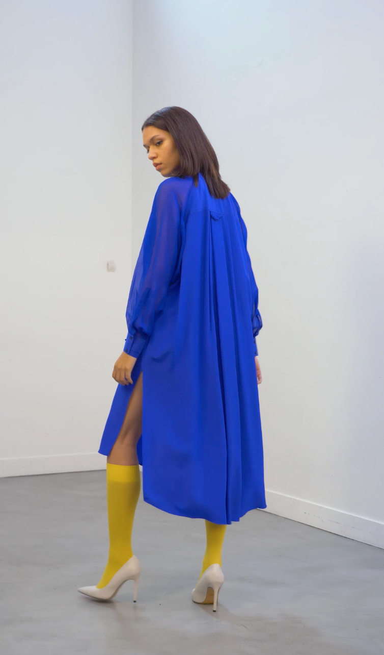 LAND electric blue silk dress