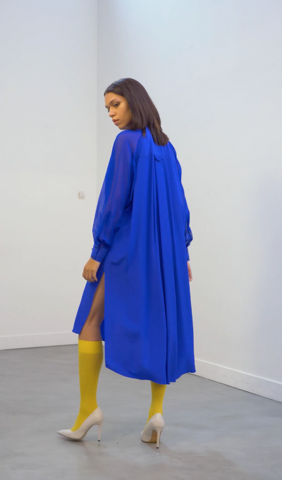 LAND electric blue - fluid silk shirt dress LAND electric blue - fluid silk shirt dress