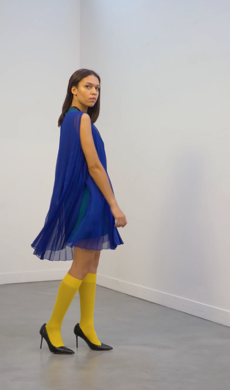 MAUROY intense blue pleated dress