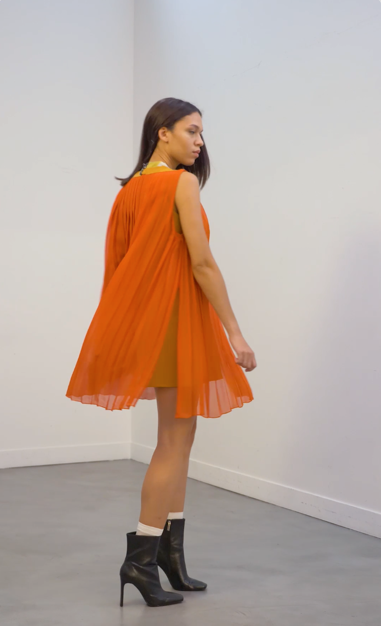 MAUROY orange pleated dress