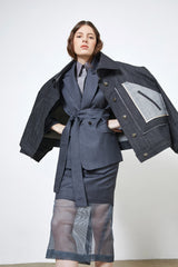 Look Aventure Suit skirt with oversize denim jacket
