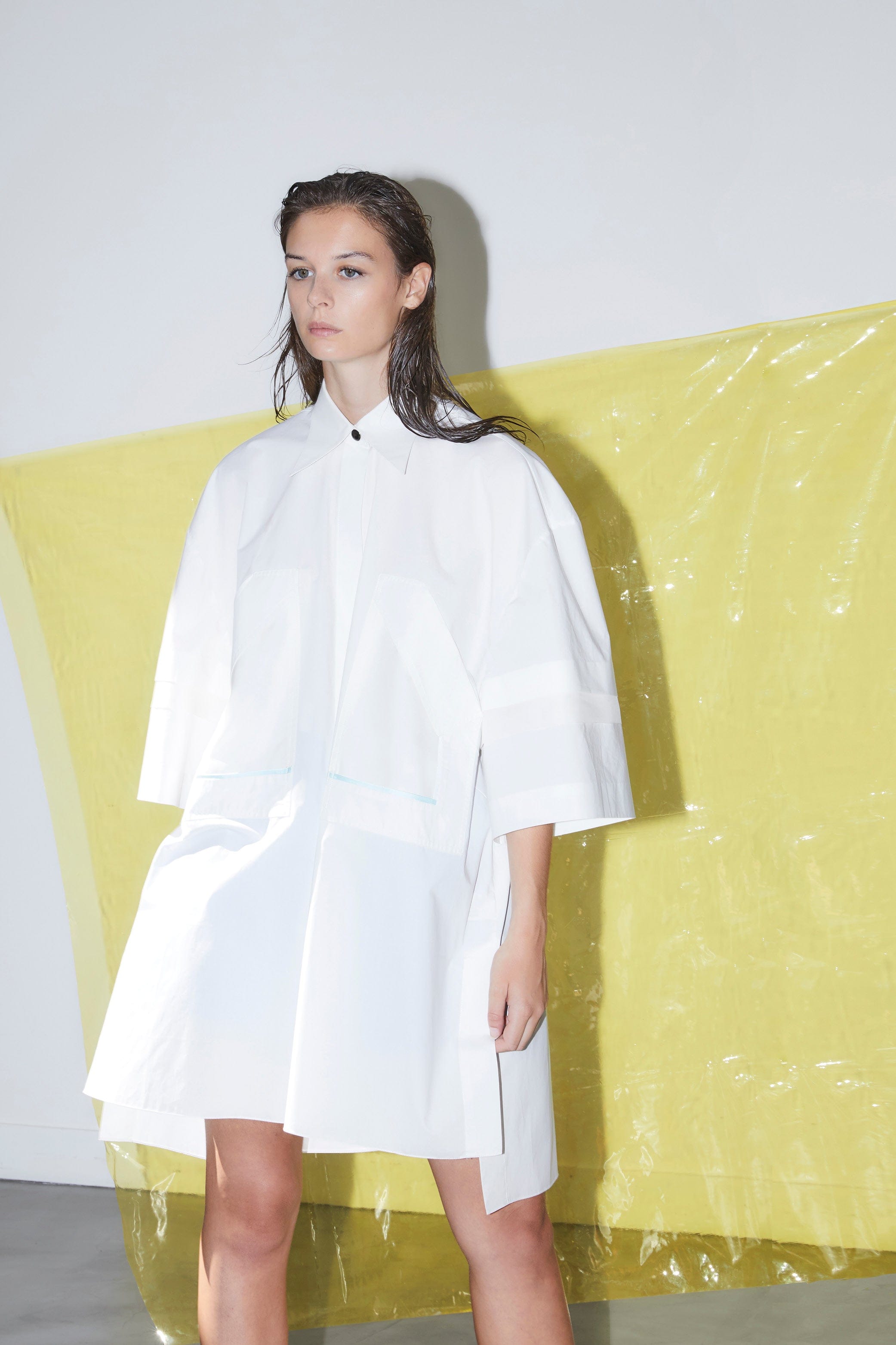 NARCO white - oversized cotton shirt dress